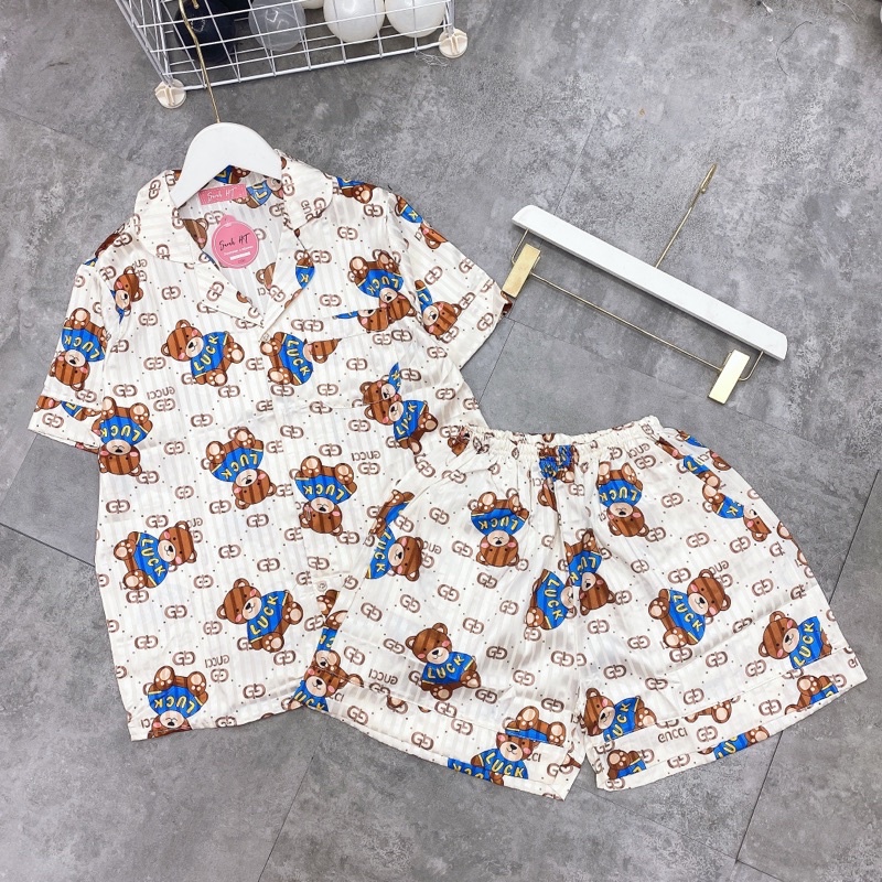 Bộ Pijama Bộ Ngủ Mặc Ở Nhà Chất Lụa kẻ Mặc Dễ Chịu Thoáng Mát Hàng Thiết Kế Cao Cấp