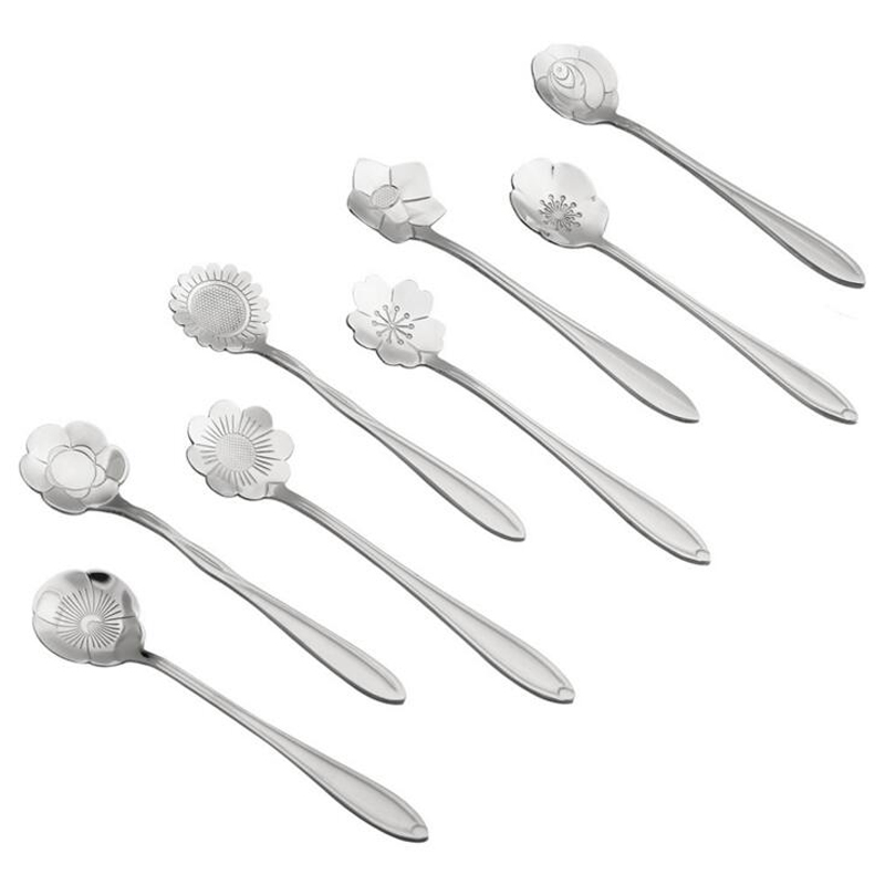 1 Muỗng Cà Phê Hình Hoa Bằng Thép Không Gỉ