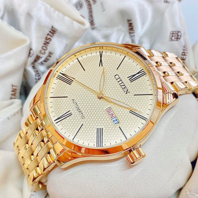 Đồng hồ nam Citizen NH8352-53P máy Automatic, mạ vàng PVD, cọc số la mã, lịch góc 3h, mỏng 12mm, case 40mm