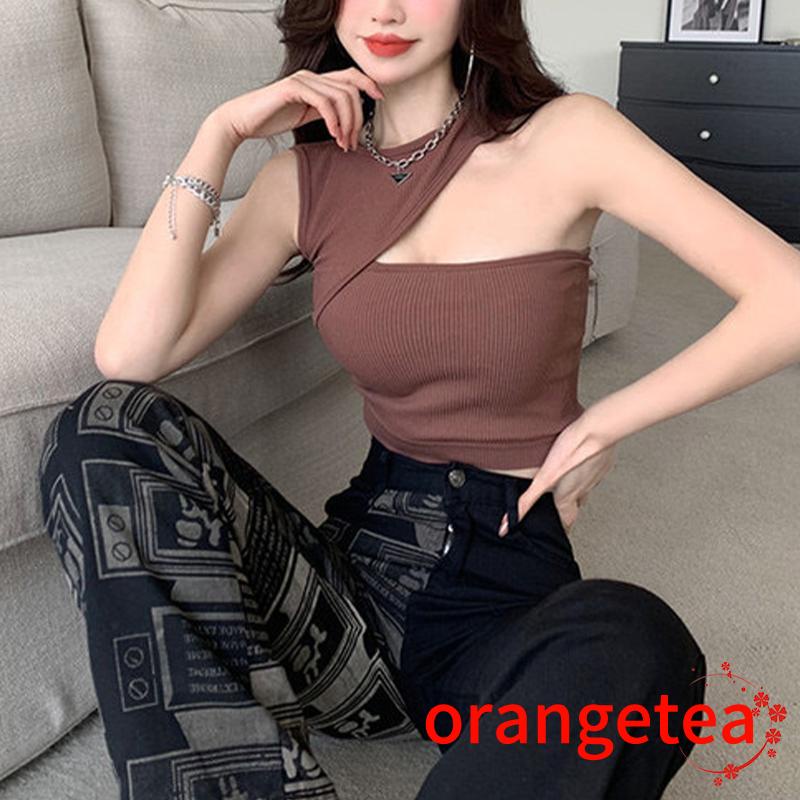 ORT-Women Tanks Tops with Solid Color, Skinny Version Irregular Casual Style Summer Clothing