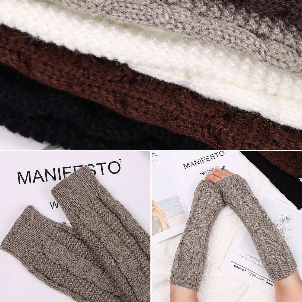 OKDEALS Găng Tay Len Dài Hở Ngón Giữ Ấm