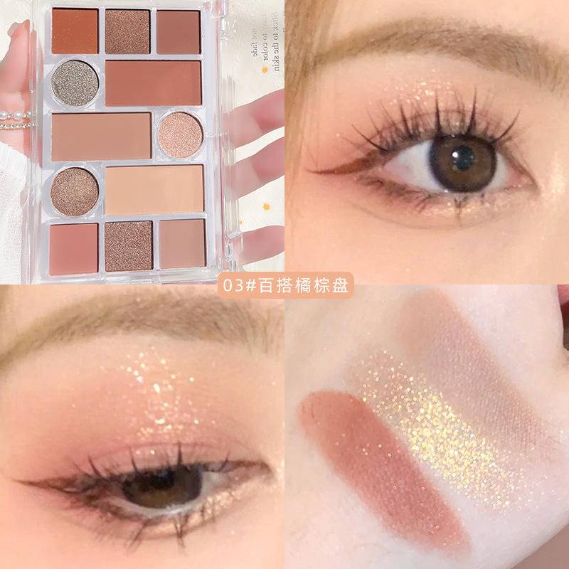 Bảng Phấn Mắt 12 Màu Sắc Hiệu Ứng Lì/ Ánh Nhũ Chống Nước Thời Trang