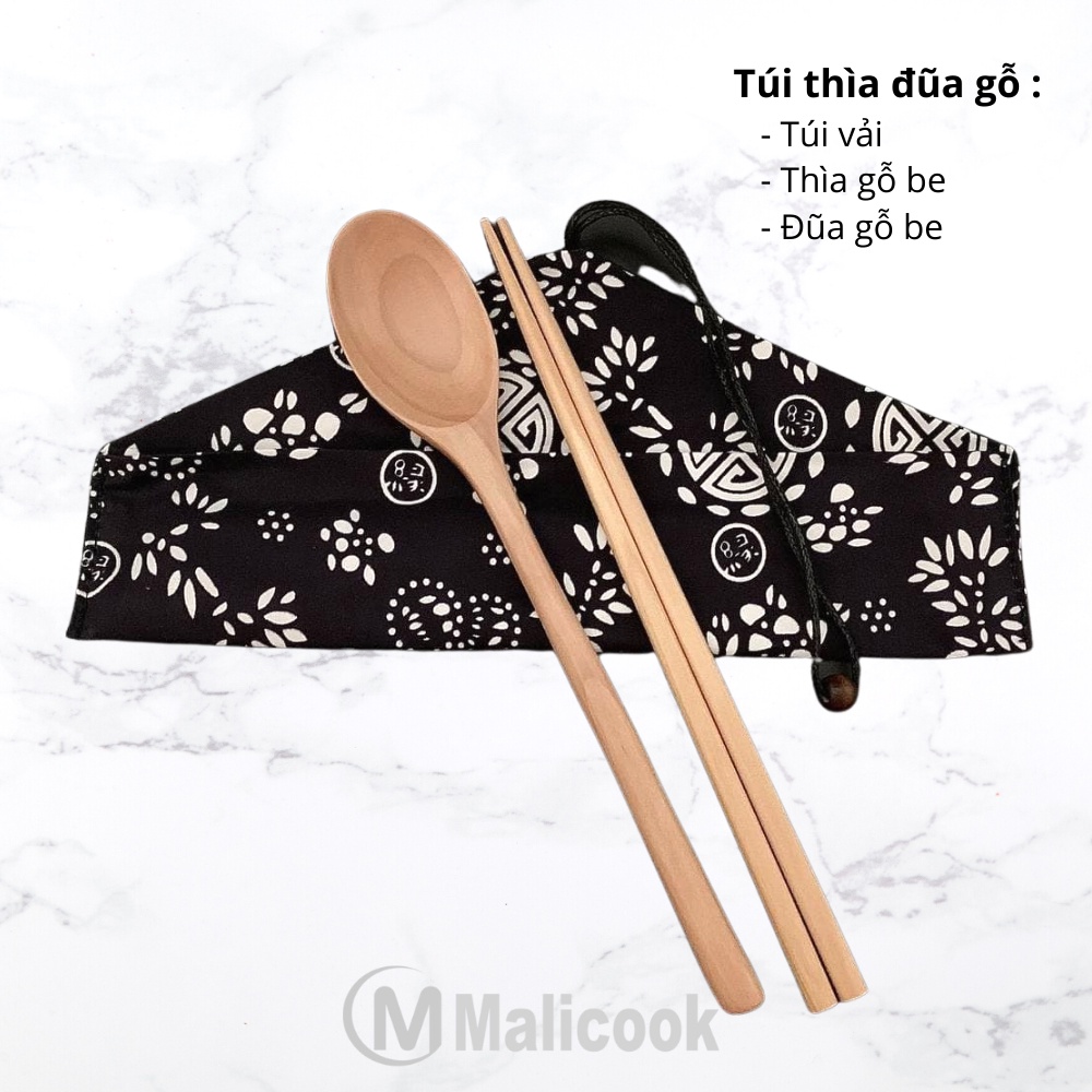 Set thìa đũa gỗ văn phòng  MALICOOK