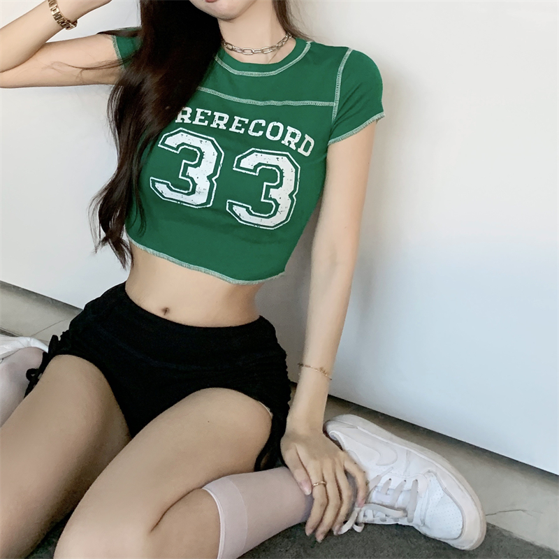 Áo croptop tay ngắn kiểu dáng thể thao thời trang quyến rũ cho nữ