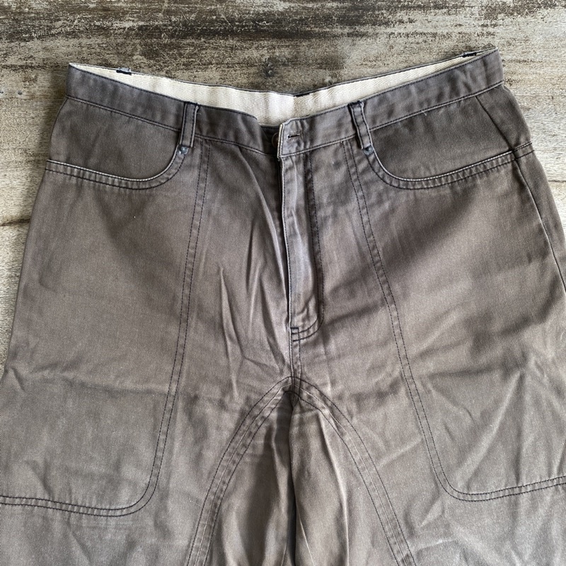 (Thrift) Quần Short Jean Denim Màu Nâu Kaki Nguyên Bản Cho Nam Và Nữ