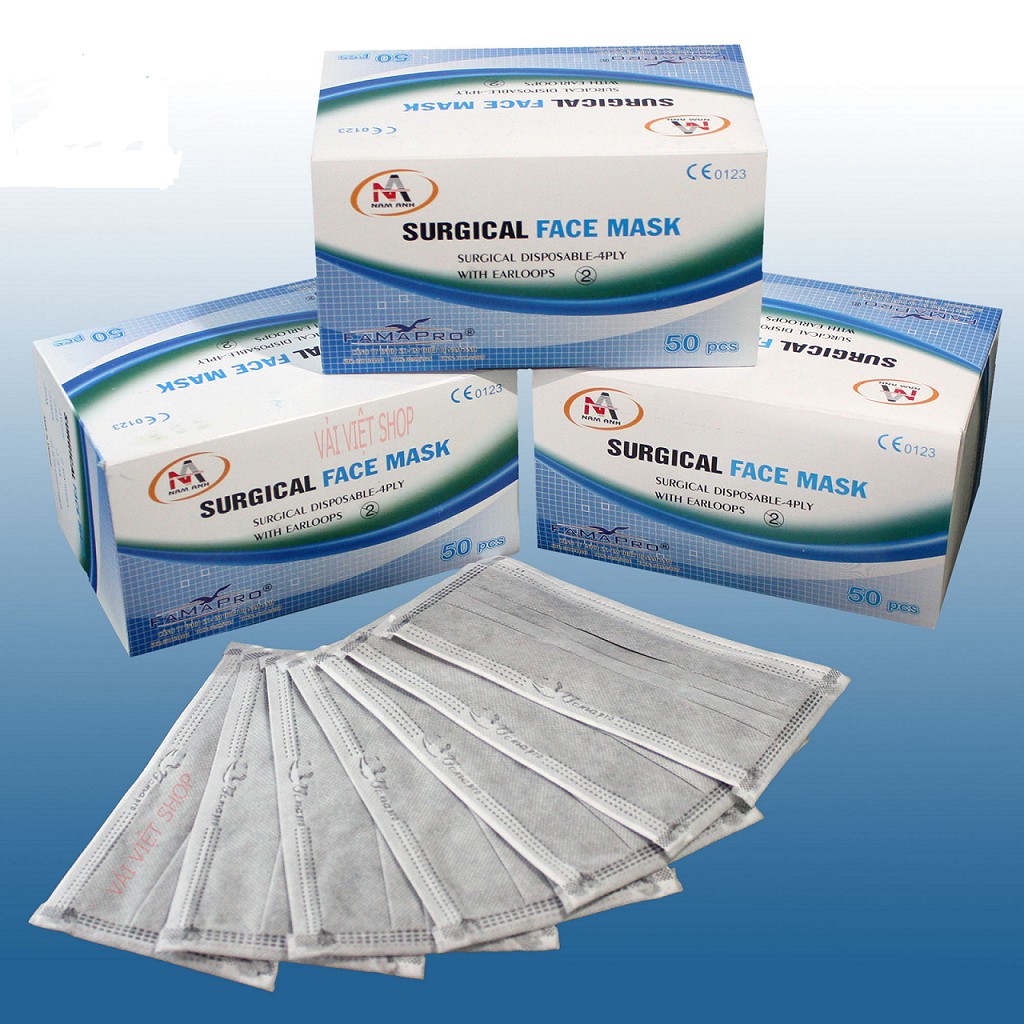 Bộ 2 Hộp Khẩu Trang Xám Tốt Than Hoạt Tính Cao Cấp 4 Lớp (50 cái)