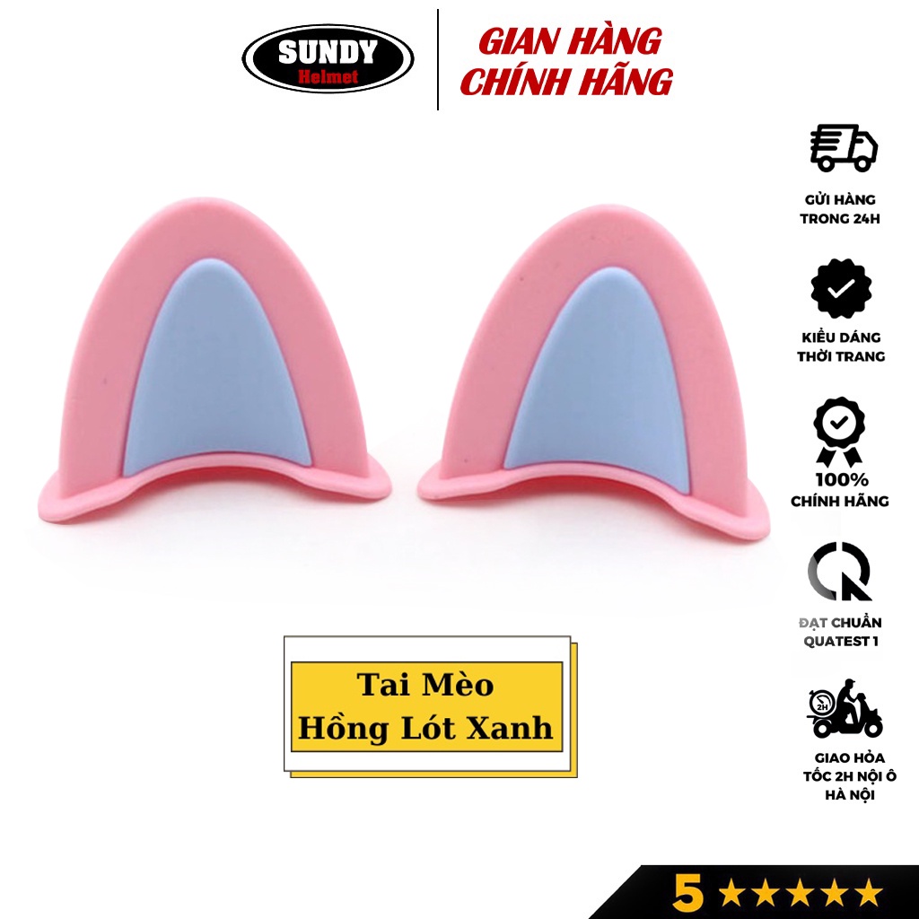 Tai mèo gắn mũ bảo hiểm cute, siêu dễ thương, phiên bản mới phối 2 màu độc lạ, phụ kiện mũ bảo hiểm SUNDY