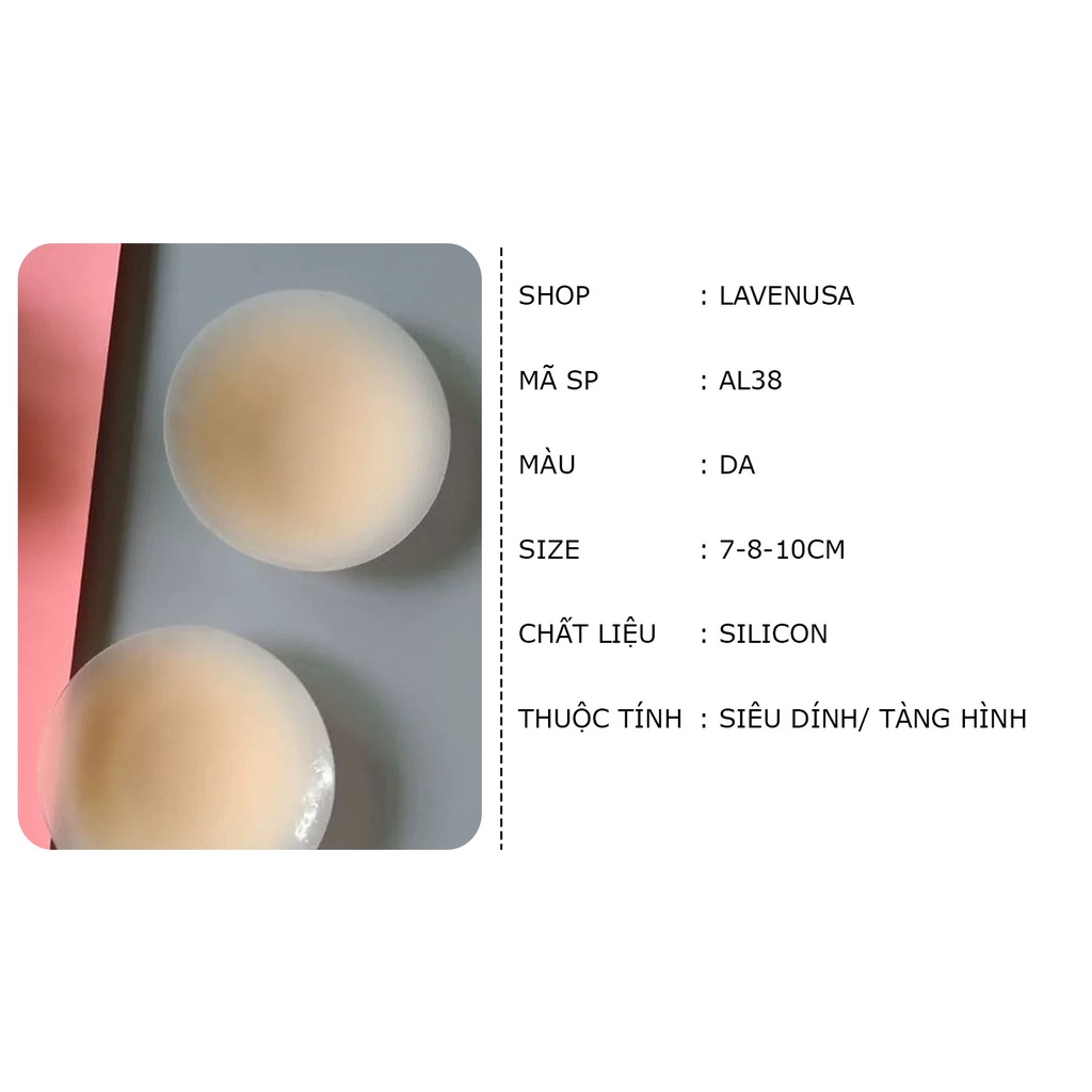 Miếng dán ngực tàng hình silicon siêu dính tái sử dụng nhiều lần LAVENUSA AL38