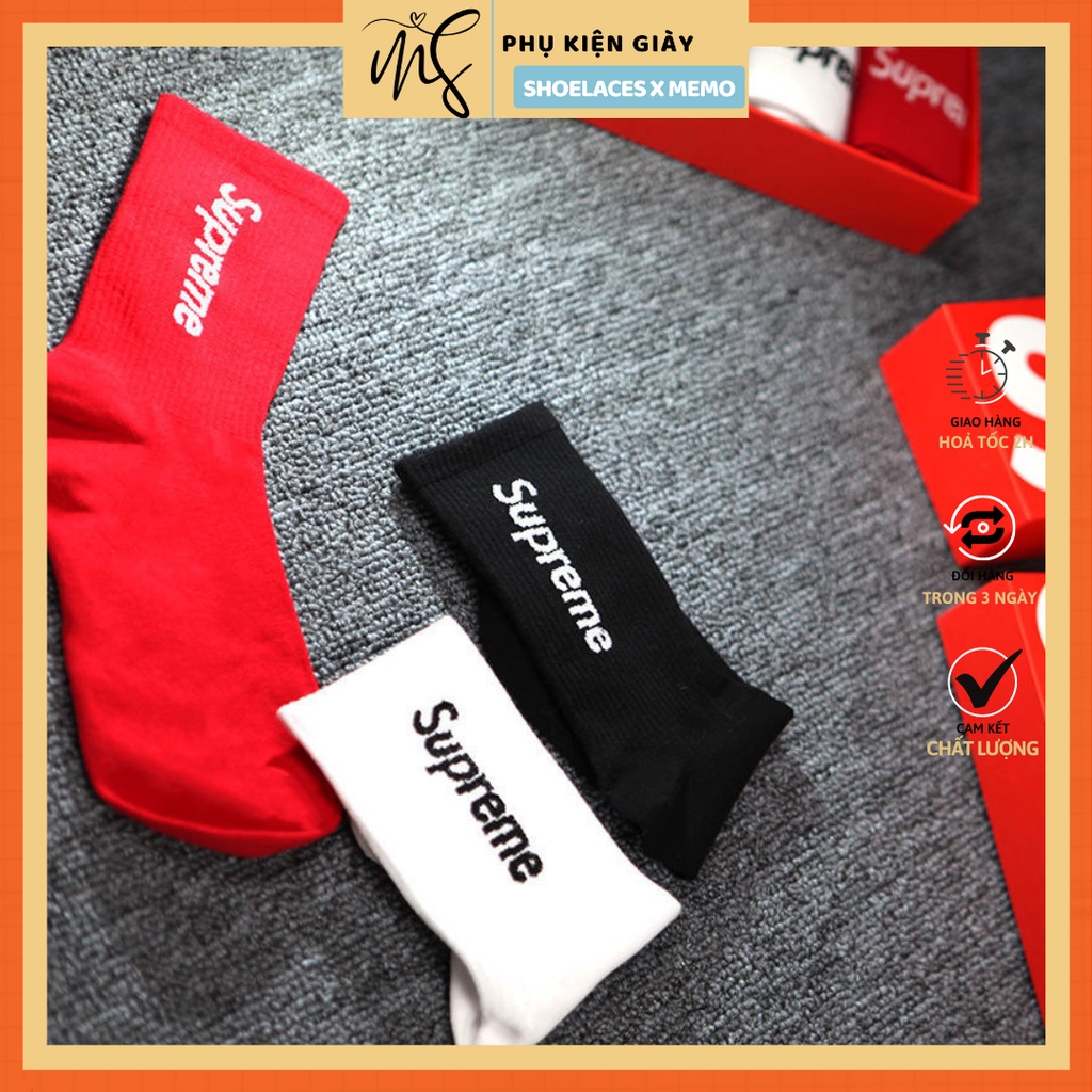 Combo 3 đôi tất Supreme full box ,tất vớ cao cổ Supreme Crew Socks SPT3- [ Tặng Kèm Đầu Dây Giày ]