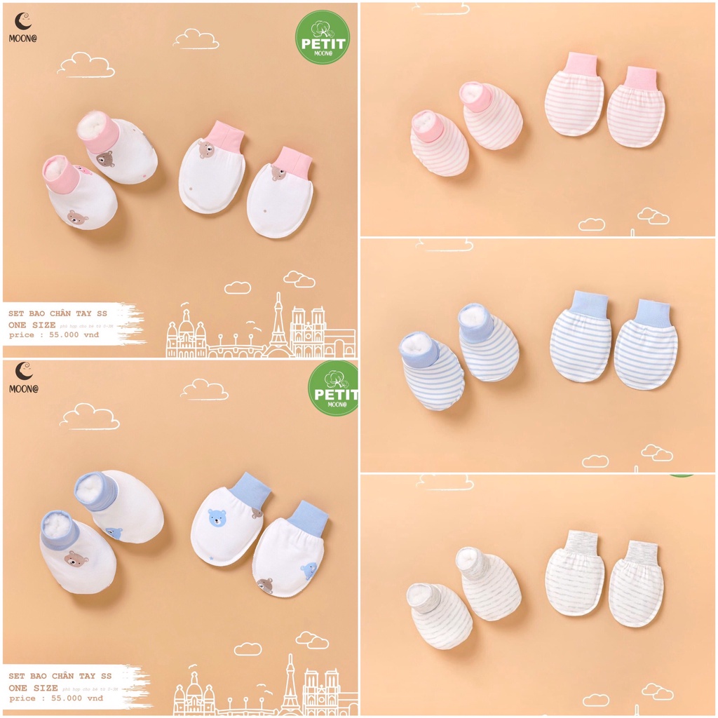 [CHÍNH HÃNG] Set bao tay bao chân sơ sinh petit Moon