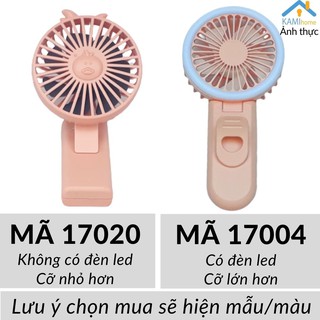 Quạt cầm tay mini ❤️Kẹp điện thoại và đèn Led❤️ Pin sạc tích điện 17004.17020