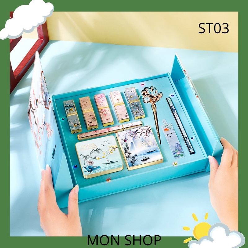 🌸SẴN🌸 Set trang điểm cổ trang 10 món milizhiwu - Chuẩn nội địa Trung - ST03