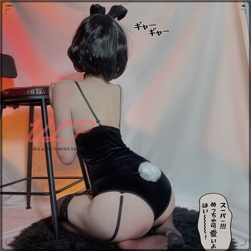 [FULL SET]_DN89_Bộ cosplay thỏ nhung ôm body có mút ngực
