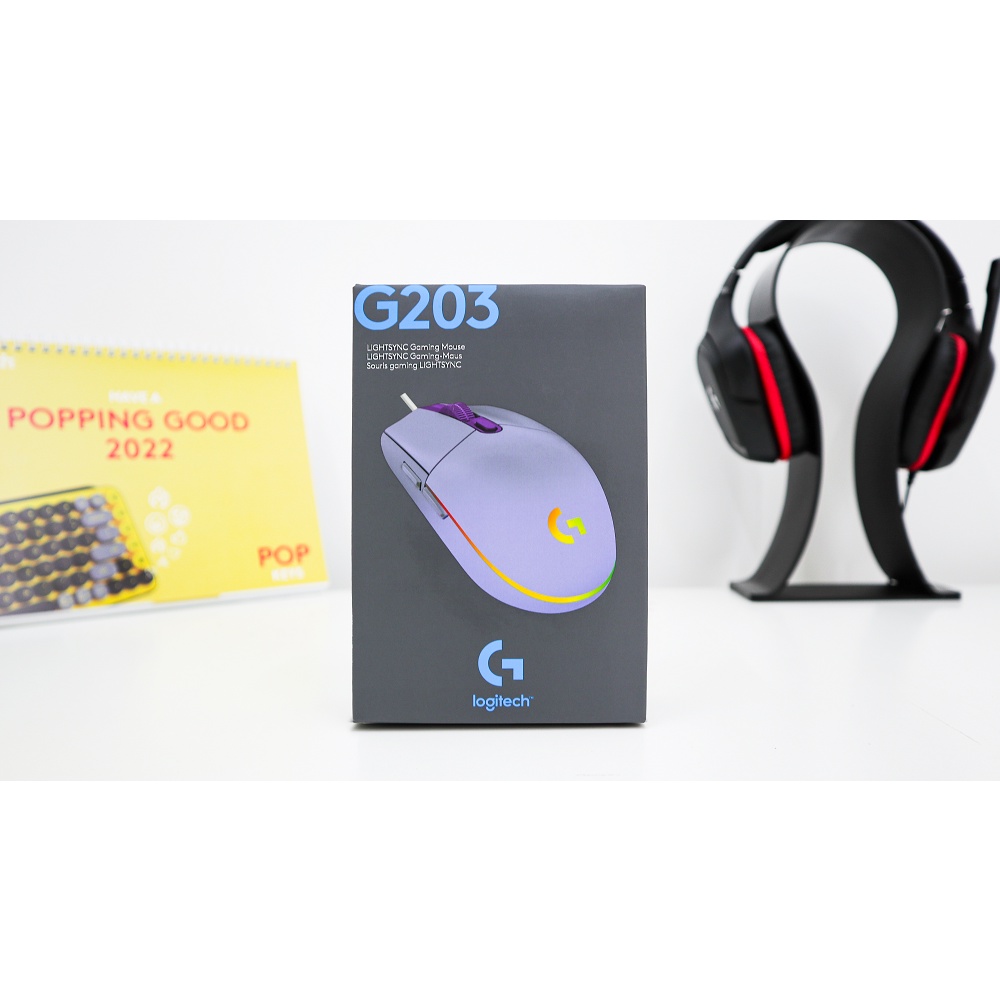Chuột Gaming có dây Logitech G203 Màu Tím Lilac