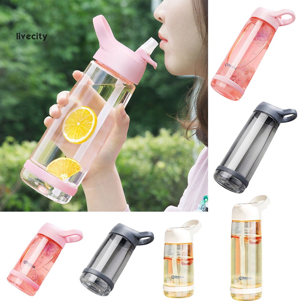 Bình uống nước 550 / 850ml có ống hút họa tiết hoạt hình dễ thương