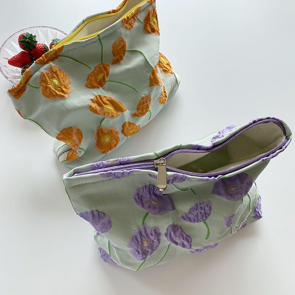 Fallforbeauty Túi Đựng Mỹ Phẩm / Đồ Trang Điểm Sức Chứa Lớn Họa Tiết Hoa Đơn Giản Thời Trang