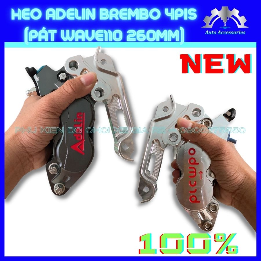 Heo Dầu Trước Brcmbe Adelin 4piston, Pát CNC Pát Trước gắn xe Wave110 Wave Lớn Future đi đĩa size 260mm - HEO PÁT ĐẸP