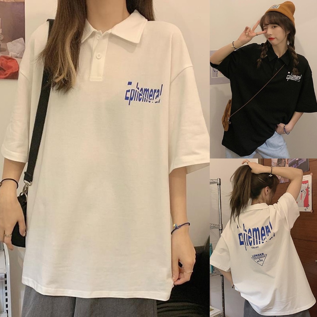 Mới Áo polo Ngắn Tay Dáng Rộng Thời Trang Hàn Quốc Dành Cho Nữ
