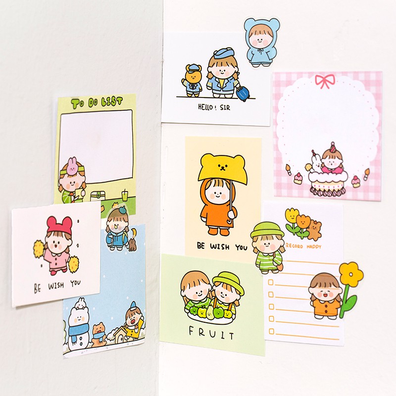 Bộ Sticker Giấy Note Phụ Kiện Card Trang Trí  ORIGINAL CUTE Hình Dán Trang Trí Sổ Planner Bullet Journal