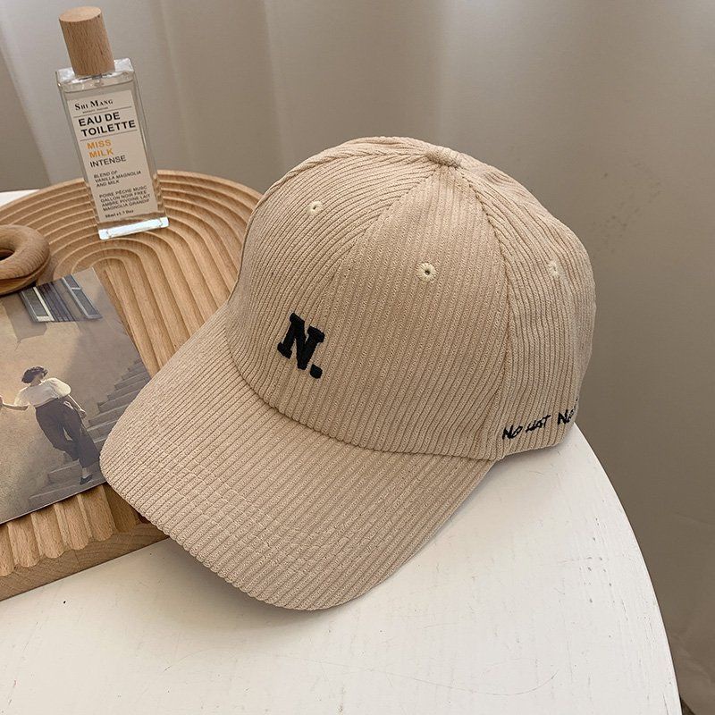 Mũ Lưỡi Trai Nhung Kẻ Thêu Chữ Phong Cách Thời Trang Hàn Quốc