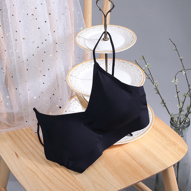 Áo Ống Cổ Chữ V Bằng Lụa Lạnh Không Đường May Phối Ren Có Đệm Ngực Phong Cách Nhật Bản Quyến Rũ Cho Nữ