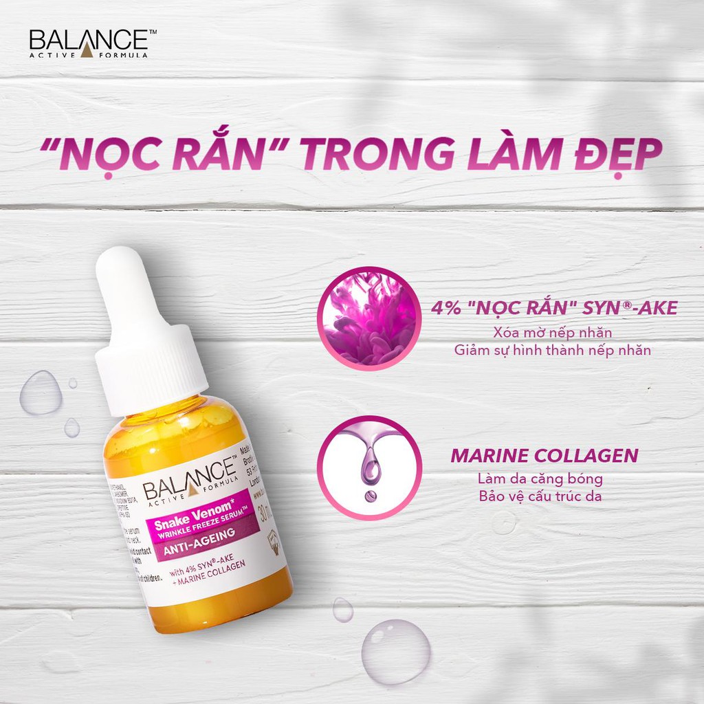 Serum Nọc Rắn Balance Active Formula Snake Venom Wrinkle Freeze Chống Lão Hoá 30ml- Serum Chống Lão Hóa