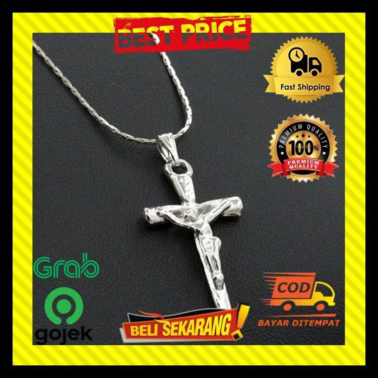 Dây Chuyền Unisex Mặt Thánh Giá Chúa Jesus Màu Bạc Bằng Titan K53