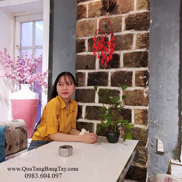 Dreamcatcher handmade màu đỏ đen sang trọng trang trí nhà xinh lung linh Pinky Shop mã DRD17