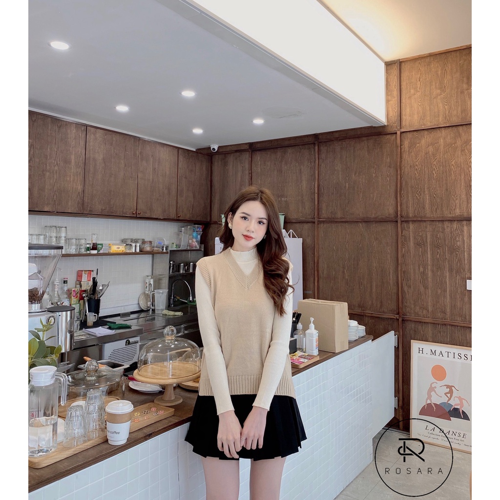 Áo len gile nữ 2 loại trơn và thổ cẩm