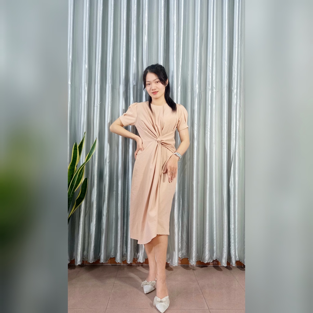 Đầm Xoắn Eo Đắp Tà Vải Linen Sang Chảnh Dáng Váy Dài Tiểu Thư Nhẹ Nhàng Xinh Xắn Mềm Mịn Mát Mua 1 tặng 1 Quà