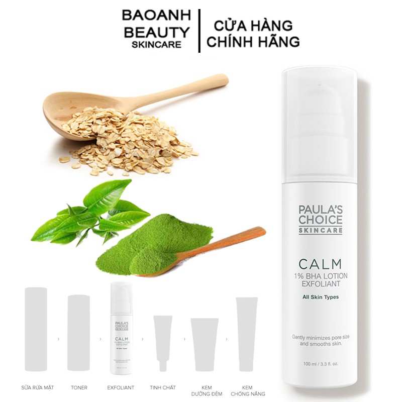 Loại bỏ tế bào chết 1% BHA Paula's Choice Calm Redness Relief Lotion Exfoliant  hoặc 100ml 9100