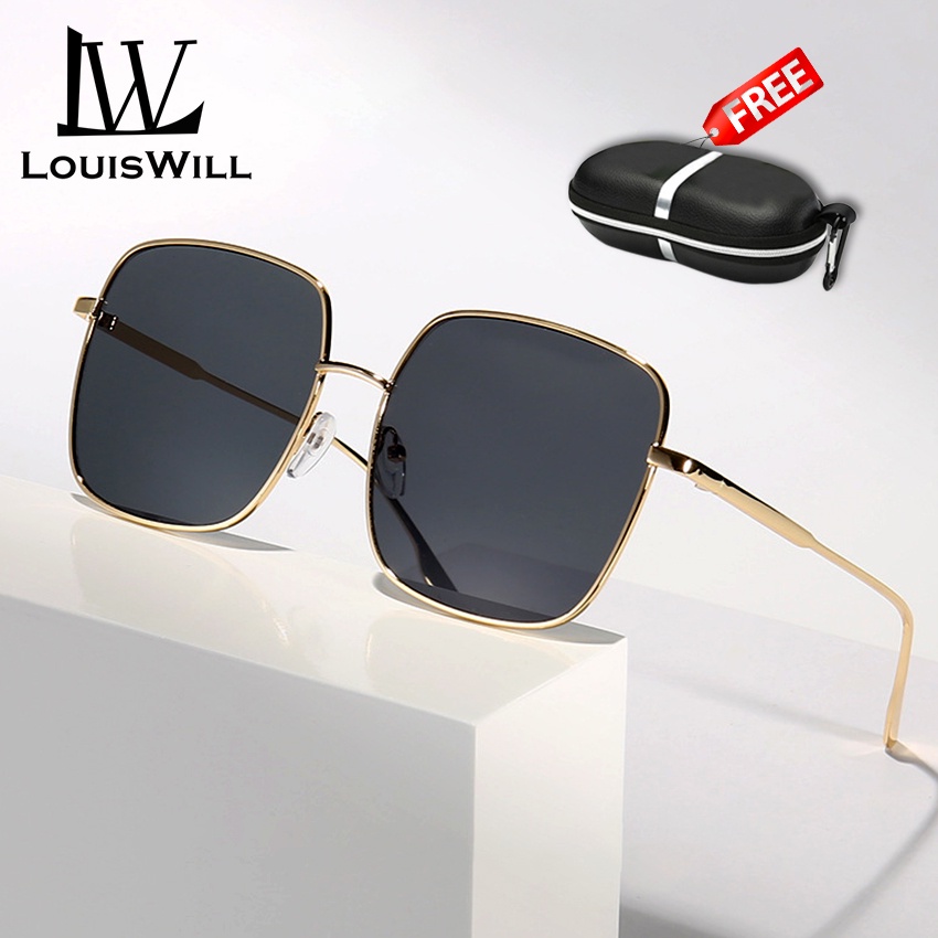 Kính mát LOUISWILL gọng vuông lớn bằng silicon chống tia UV phong cách vintage tùy chọn màu sắc cho nữ