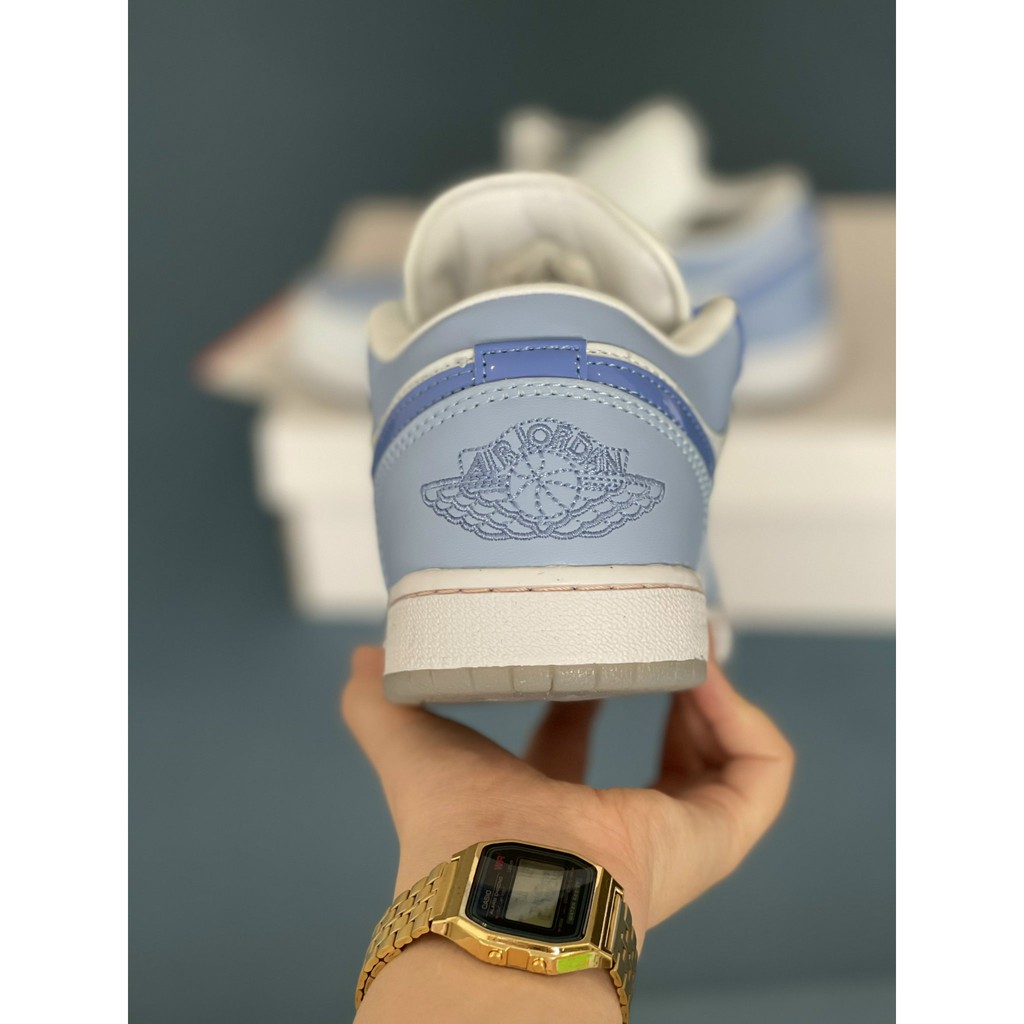 Giày thể thao nam nữ Jordan 1 Low SE Mighty Swooshers xanh đế họa tiết mắt fullbox, Giày sneaker nam nữ da nhăn