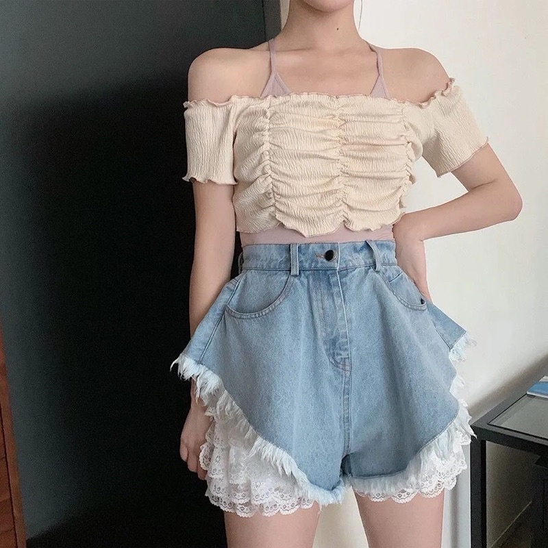 [order 10-20 ngày ] set quần short jean thiên nga hot trend | BigBuy360 - bigbuy360.vn