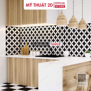 Sét 64 ô decal gạch bông màu đen basic 1 họa tiết_ HV112