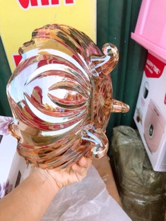 Đĩa thủy tinh 3 chân vàng