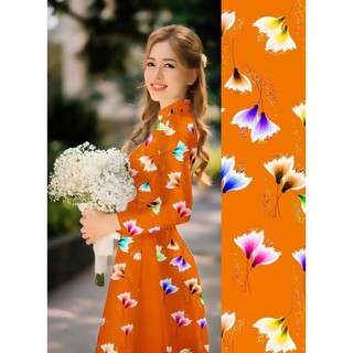 [ FREESHIP ĐƠN 50k ] Áo dài lụa in 3D hình hoa siêu đẹp