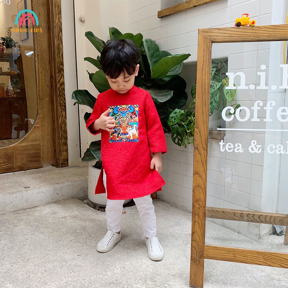 Áo dài gấm họa tiết ngũ hổ đón Tết cho bé yêu AD20002 - MAGICKIDS