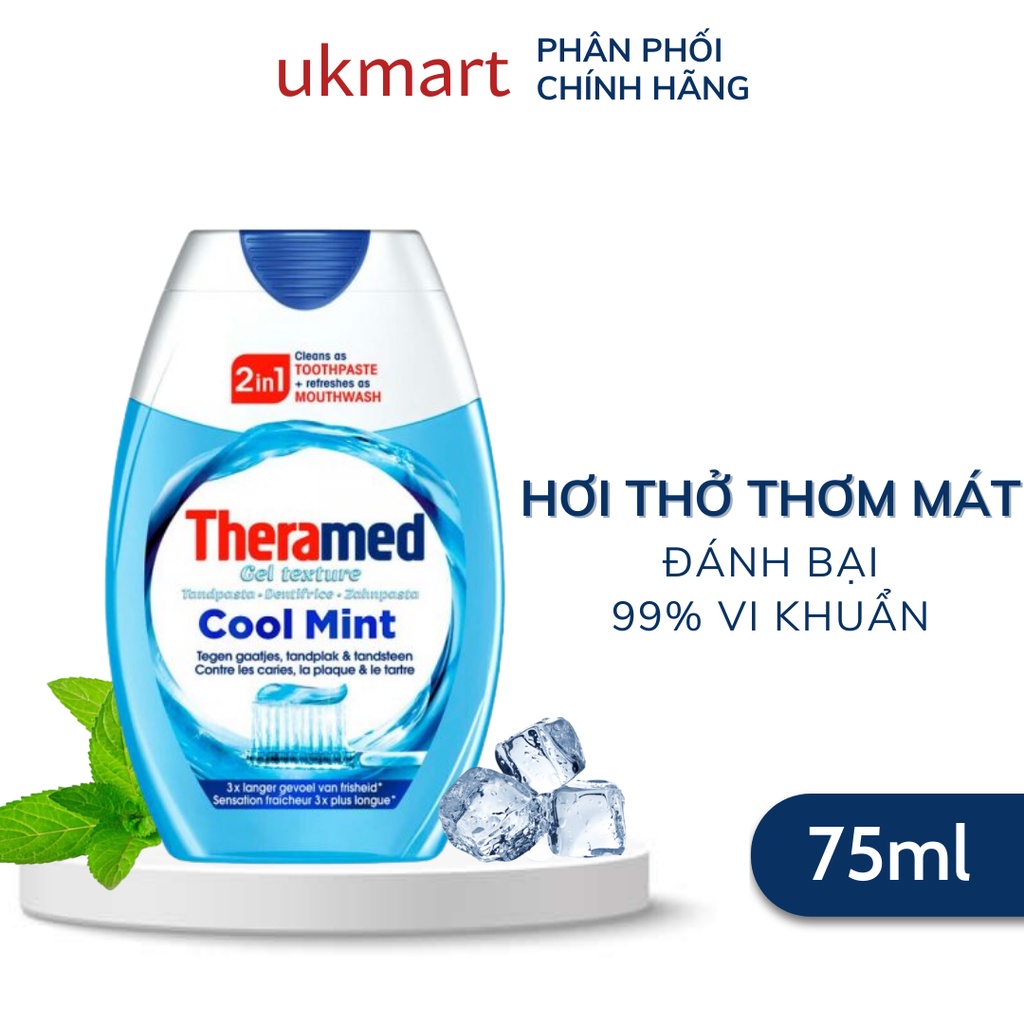 Kem Đánh Răng Theramed 2in1 Anh 75ml (Cool Mint và Whitening Power)