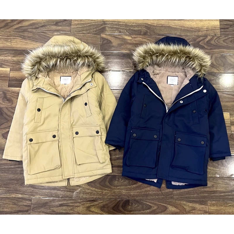Áo khoác Parka lót lông thỏ VNXK mẹ và bé trai bé gái
