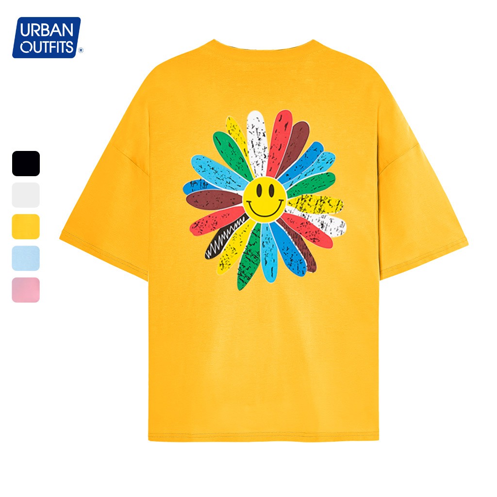 Áo Thun Tay Lỡ Nữ Nam Form Rộng URBAN OUTFITS In Hoa Cúc Màu ATO05 Cotton 4 Chiều Local Brand