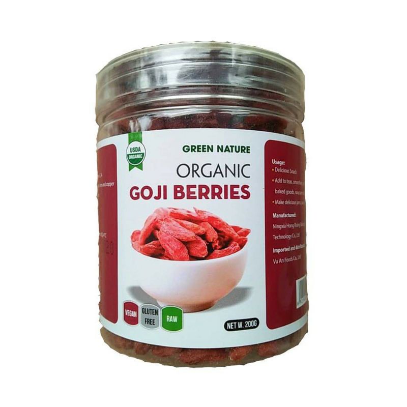 Kỉ tử hữu cơ Green Nature loại 1, size quả đại, tốt cho bé ăn dặm (USDA ORGANIC)
