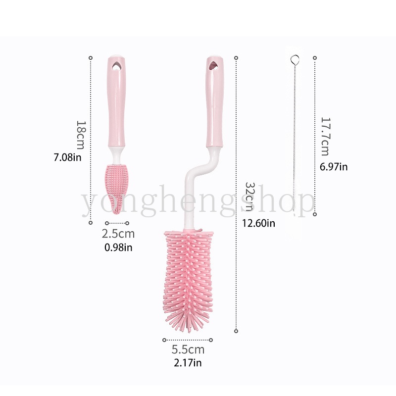 Set 3 Cọ Vệ Sinh Bình Sữa Bằng Chất Liệu Silicone Xoay 360 Độ° Cọ Vệ Sinh Bình Sữa Cho Bé Chất Lượng Cao Tiện Lợi Dễ Sử Dụng