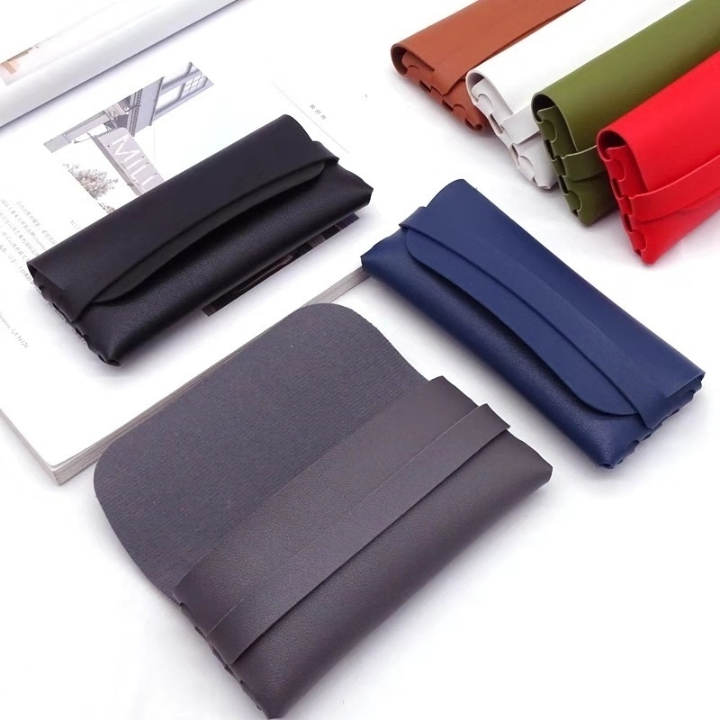 Túi Đựng Mỹ Phẩm / Mắt Kính Bằng PU Mềm Màu Trơn Đa Năng Phong Cách Cổ Điển Thời Trang Cho Nam Và Nữ