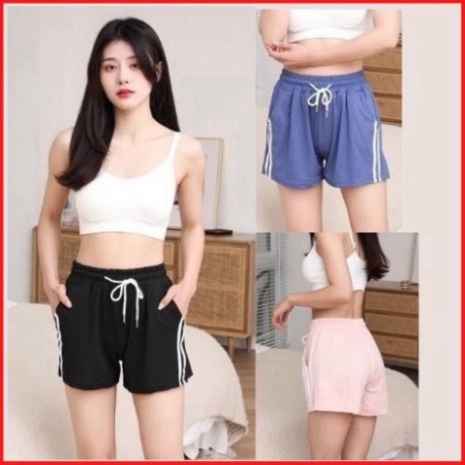 Quần Đùi Nữ 2 Sọc Viền Thể Thao Short Ngắn Tập Gym Đi Dạo Mặc Ở Nhà Ngủ Trẻ Trung - kvindstore08