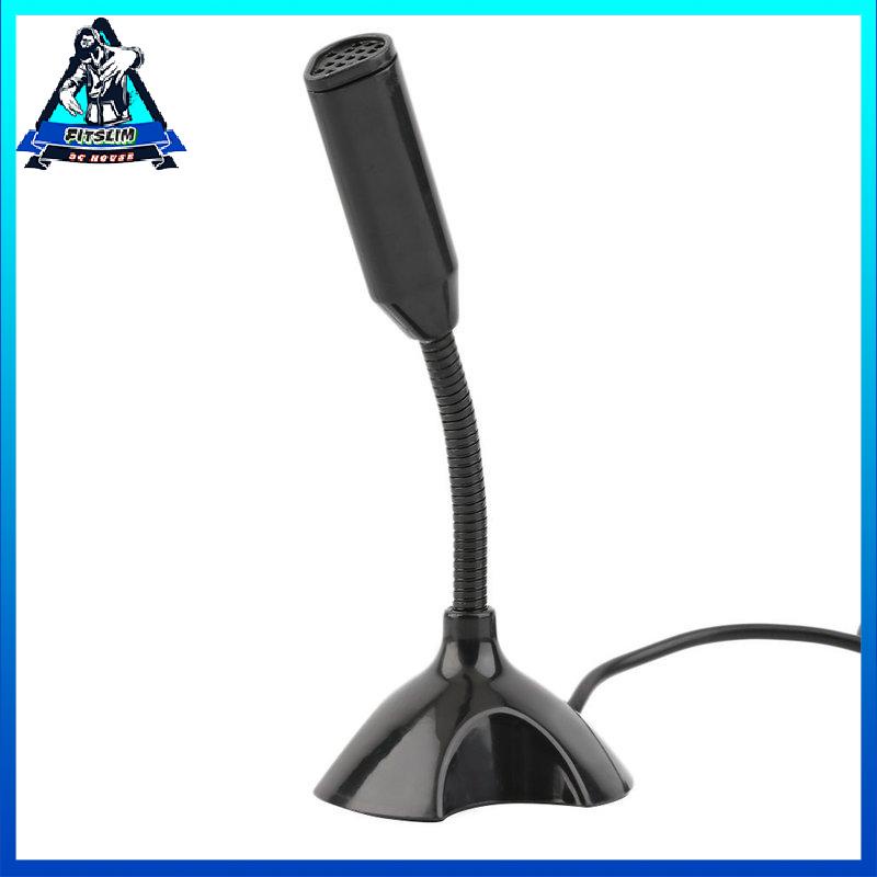 [Fitslim] Black USB Stand Mini Microphone Mic for PC Desktop Laptop Notebook Speech
