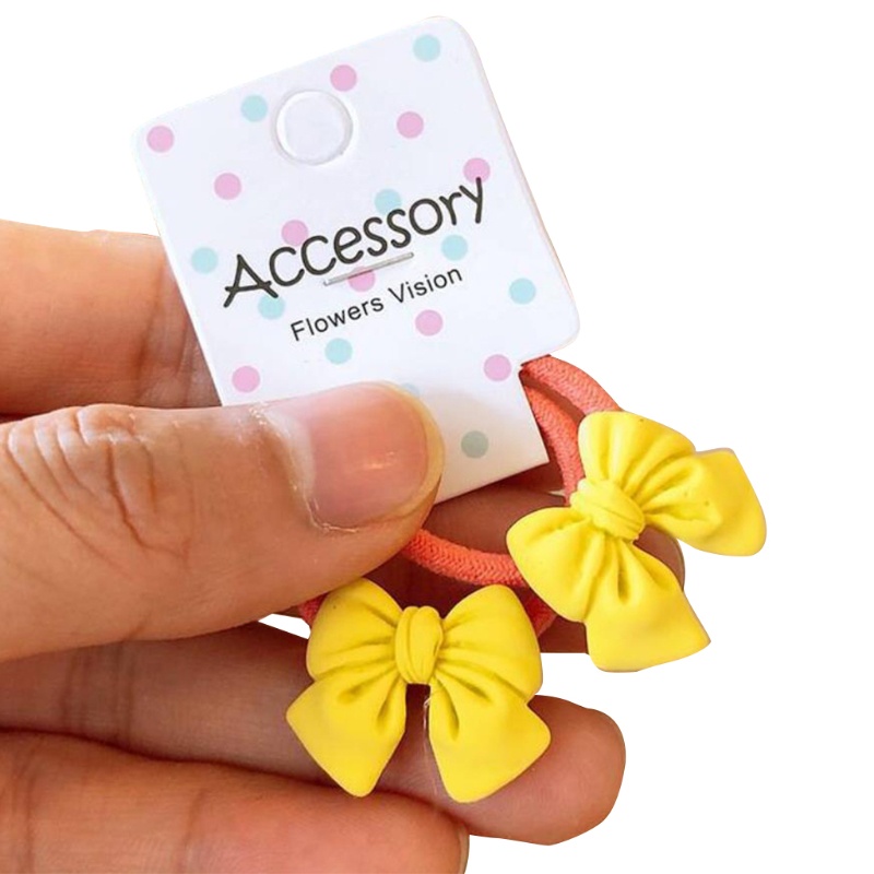 2 Dây Cột Tóc Cao Su Hình Nơ Xinh Xắn Cho Bé Gái