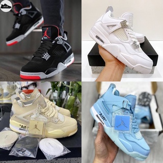 Giày Jordan 4 trắng kem xanh OFF WHITE , giày thể thao JD4 thời trang nam nữ full box bill phụ kiện