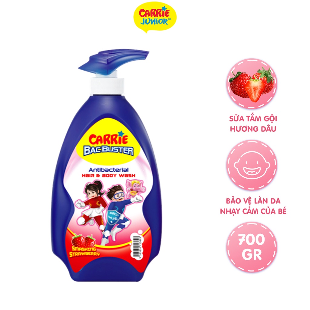 [GIFT] Sữa Tắm Gội Sạch Khuẩn Carrie Junior BacBuster Hương Strawberry 700G