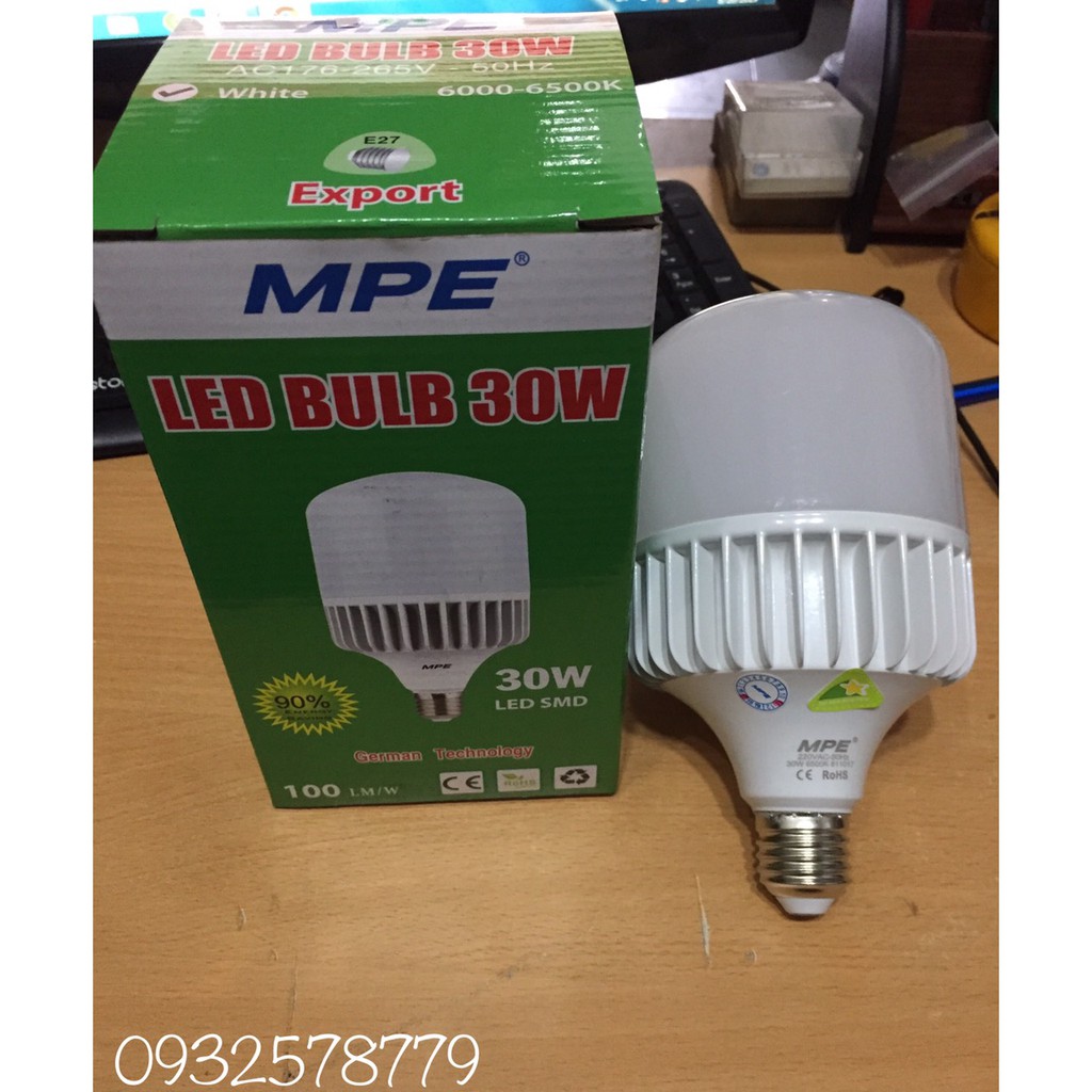 BÓNG LED TRỤ MPE 30W (Thân Nhôm TẢN NHIỆT TỐT)